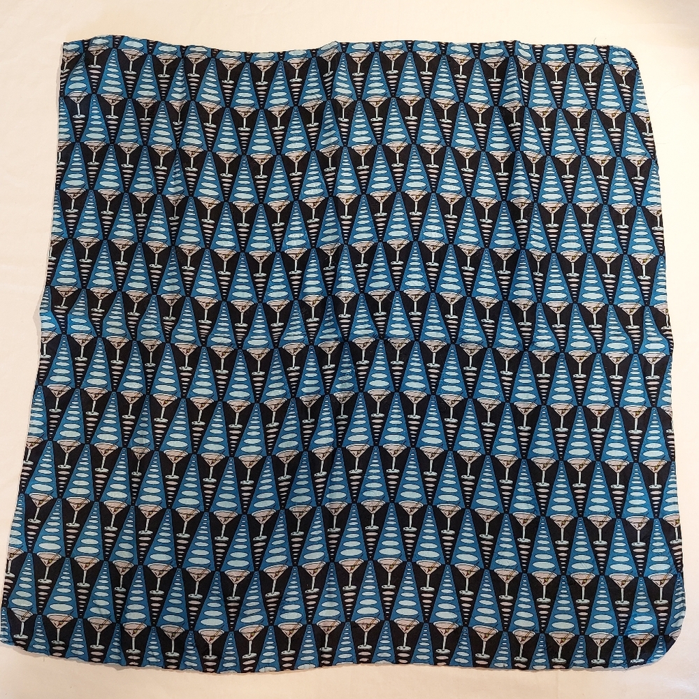 Vintage Nicole Miller Silk Blue and Black Martini Glass Patterned Scarf EUC - Picture 5 of 8